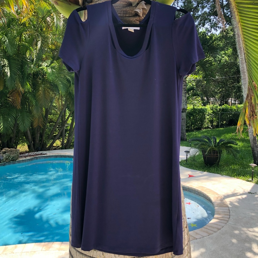 Blue Summer Dress with Slit Accents